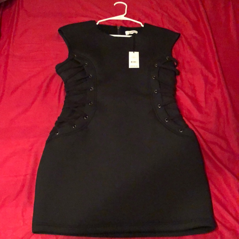 Daya by Zendaya Black Scuba Side Lace Up Dress
